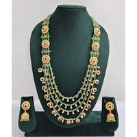 Rajwadi Collection Royal Pota Stone And Pearl Long Necklace Set