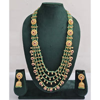 Rajwadi Collection Royal Pota Stone And Pearl Long Necklace Set