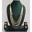 Rajwadi Collection Royal Pota Stone And Pearl Long Necklace Set