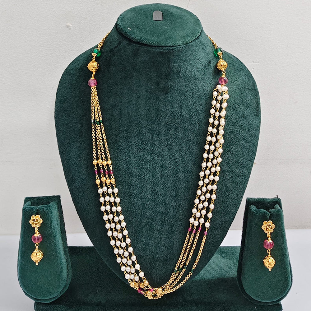 Rajwadi Collection Royal Beads Long Necklace Set