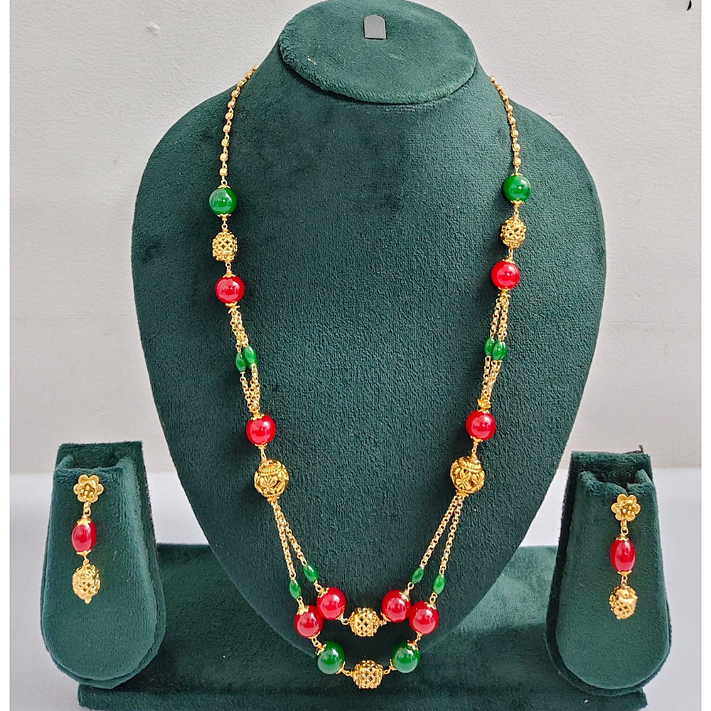 Rajwadi Collection Royal Beads Long Necklace Set