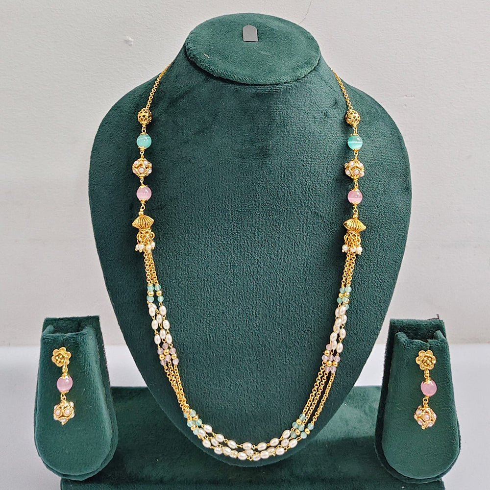 Rajwadi Collection Royal Beads Long Necklace Set