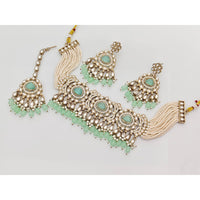 Rajwadi Collection Luxury Kundan Stone Pearl And Beaded Choker Necklace Set
