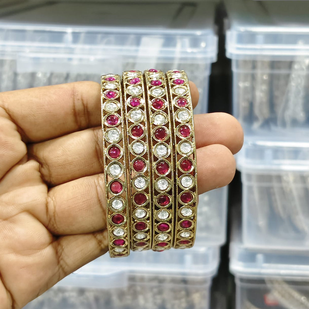 Rajwadi Collection Elegant Polki Kundan Stone Designer Bangles Set