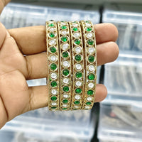 Rajwadi Collection Elegant Polki Kundan Stone Designer Bangles Set