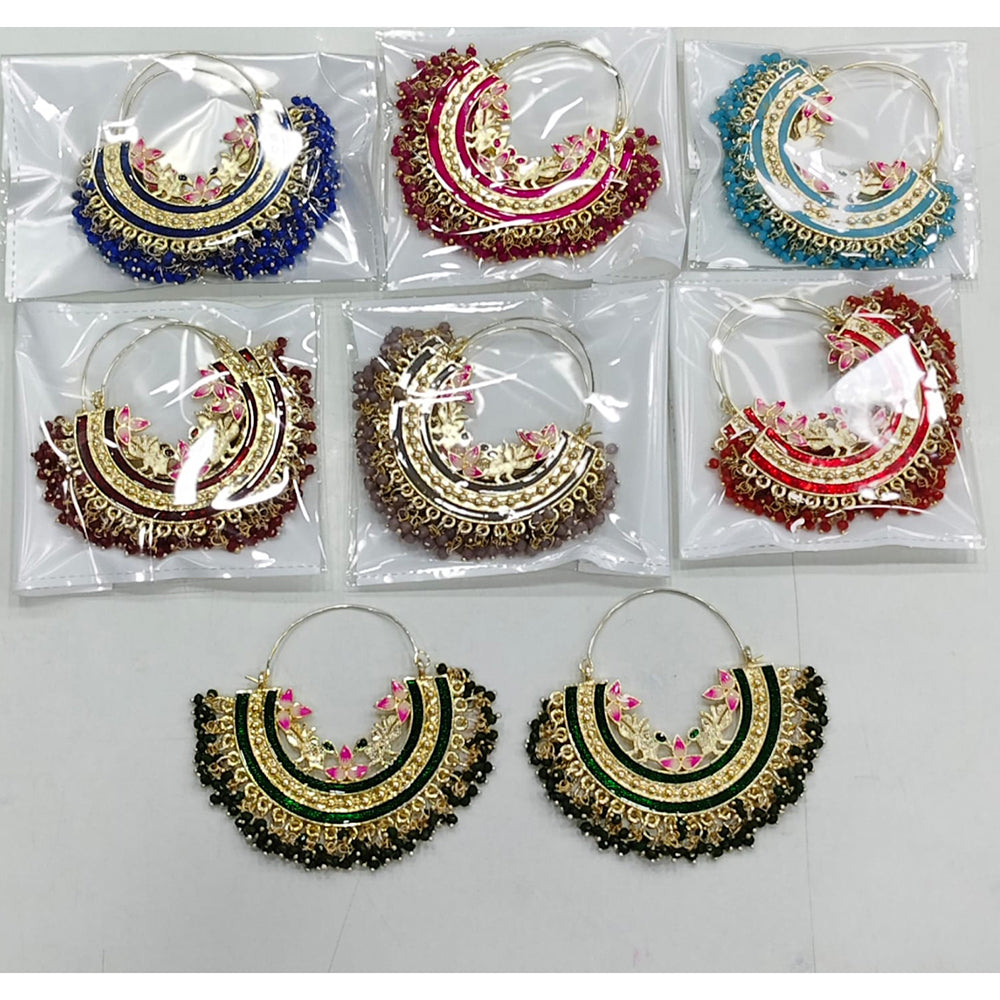 Rajwadi Collection Elegant Pearl and  Meenakari Chandbali earrings