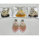 Rajwadi Collection Elegant Kundan and Pearl  Meenakari Dangler Earrings
