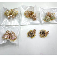 Rajwadi Collection Elegant Kundan and Pearl Meenakari Jhumki Earrings 