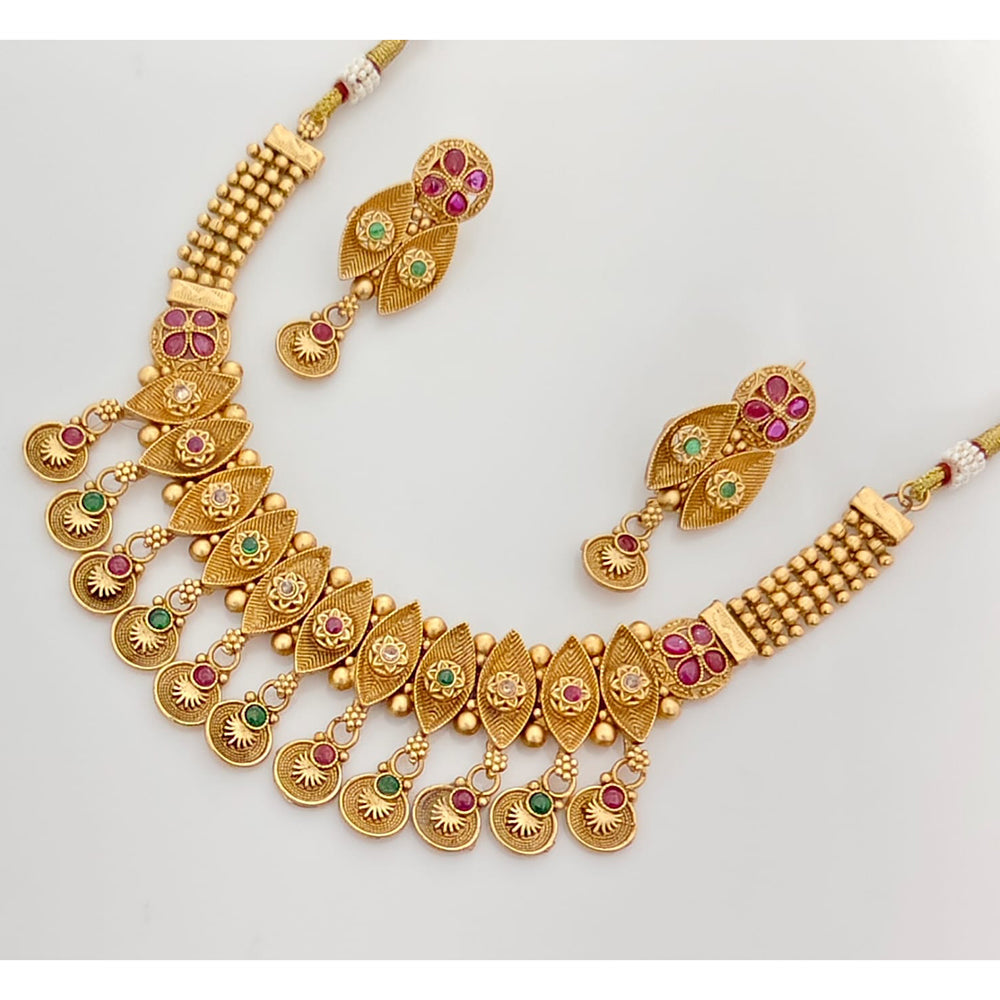 Rajwadi Collection Premium Pota Stone Ethnic Necklace Set