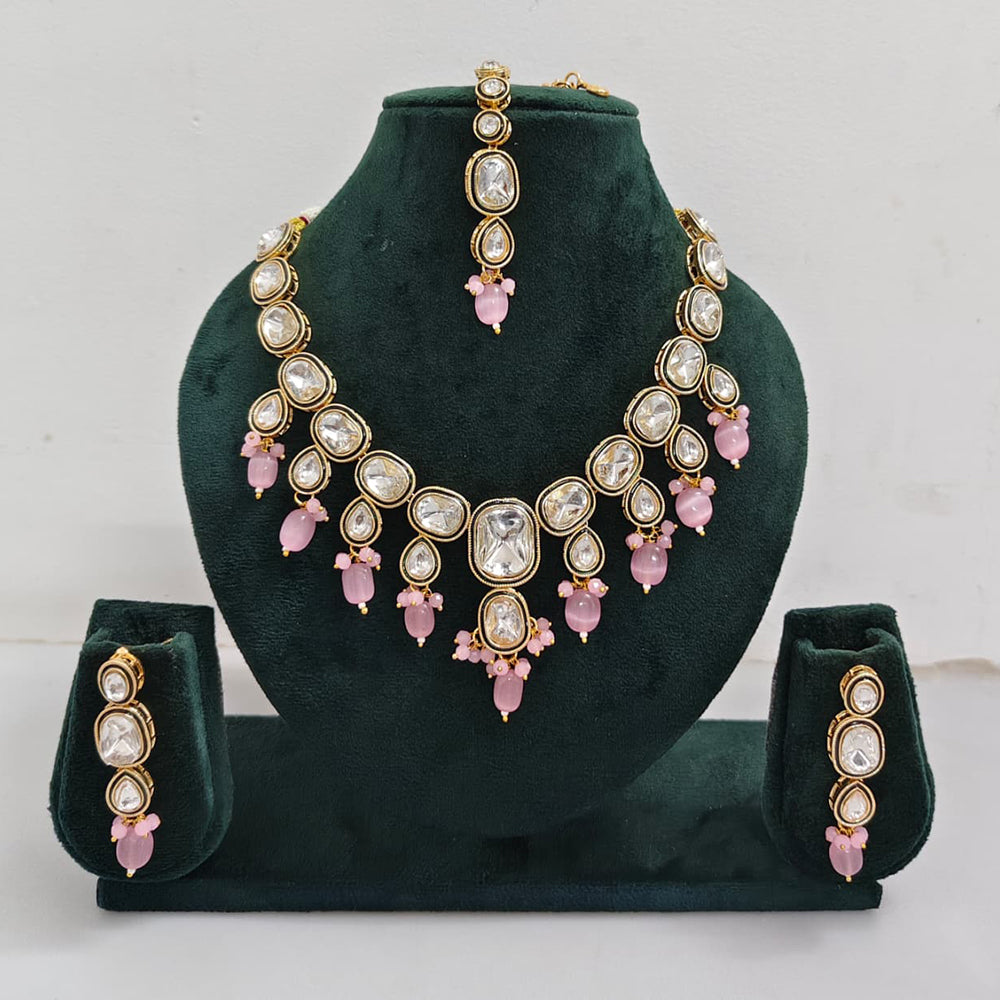 Rajwadi Collection Crystal Stone And Pearl Designer Necklace Set