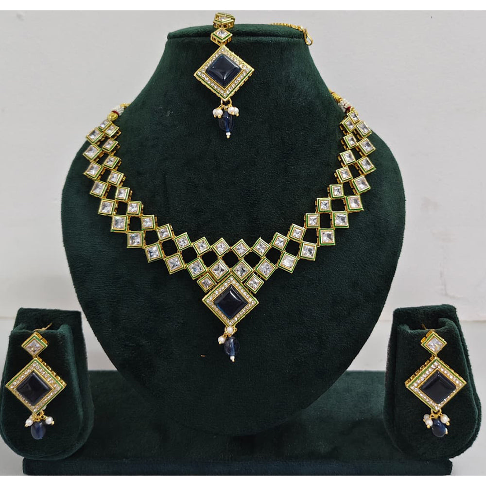 Rajwadi Collection Crystal Stone And Pearl Designer Necklace Set