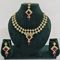 Rajwadi Collection Crystal Stone And Pearl Designer Necklace Set