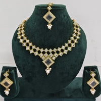 Rajwadi Collection Crystal Stone And Pearl Designer Necklace Set