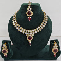 Rajwadi Collection Crystal Stone And Pearl Designer Necklace Set