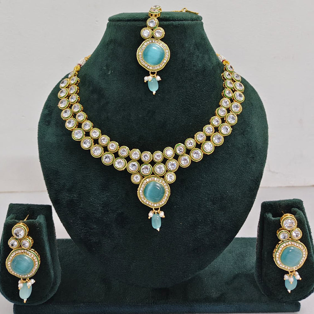 Rajwadi Collection Crystal Stone And Pearl Designer Necklace Set