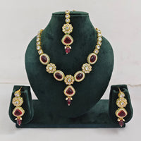 Rajwadi Collection Crystal Stone And Pearl Designer Necklace Set