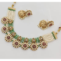 Rajwadi Collection Premium Pota Stone And Pearl Ethnic Necklace Set 