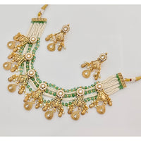 Rajwadi Collection Premium Pota Stone And Pearl Ethnic Necklace Set 