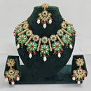 Rajwadi Collection Sparkling Crystal Stone And Pearl Meenakari Necklace Set