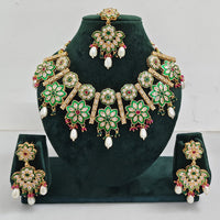 Rajwadi Collection Sparkling Crystal Stone And Pearl Meenakari Necklace Set