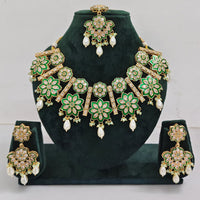 Rajwadi Collection Sparkling Crystal Stone And Pearl Meenakari Necklace Set