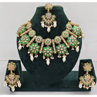 Rajwadi Collection Sparkling Crystal Stone And Pearl Meenakari Necklace Set