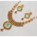 Rajwadi Collection Premium Pota Stone And Pearl Ethnic Necklace Set