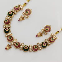 Rajwadi Collection Premium Pota Stone And Pearl Ethnic Necklace Set