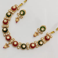 Rajwadi Collection Premium Pota Stone And Pearl Ethnic Necklace Set