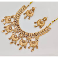 Rajwadi Collection Premium Pota Stone And Pearl Ethnic Necklace Set