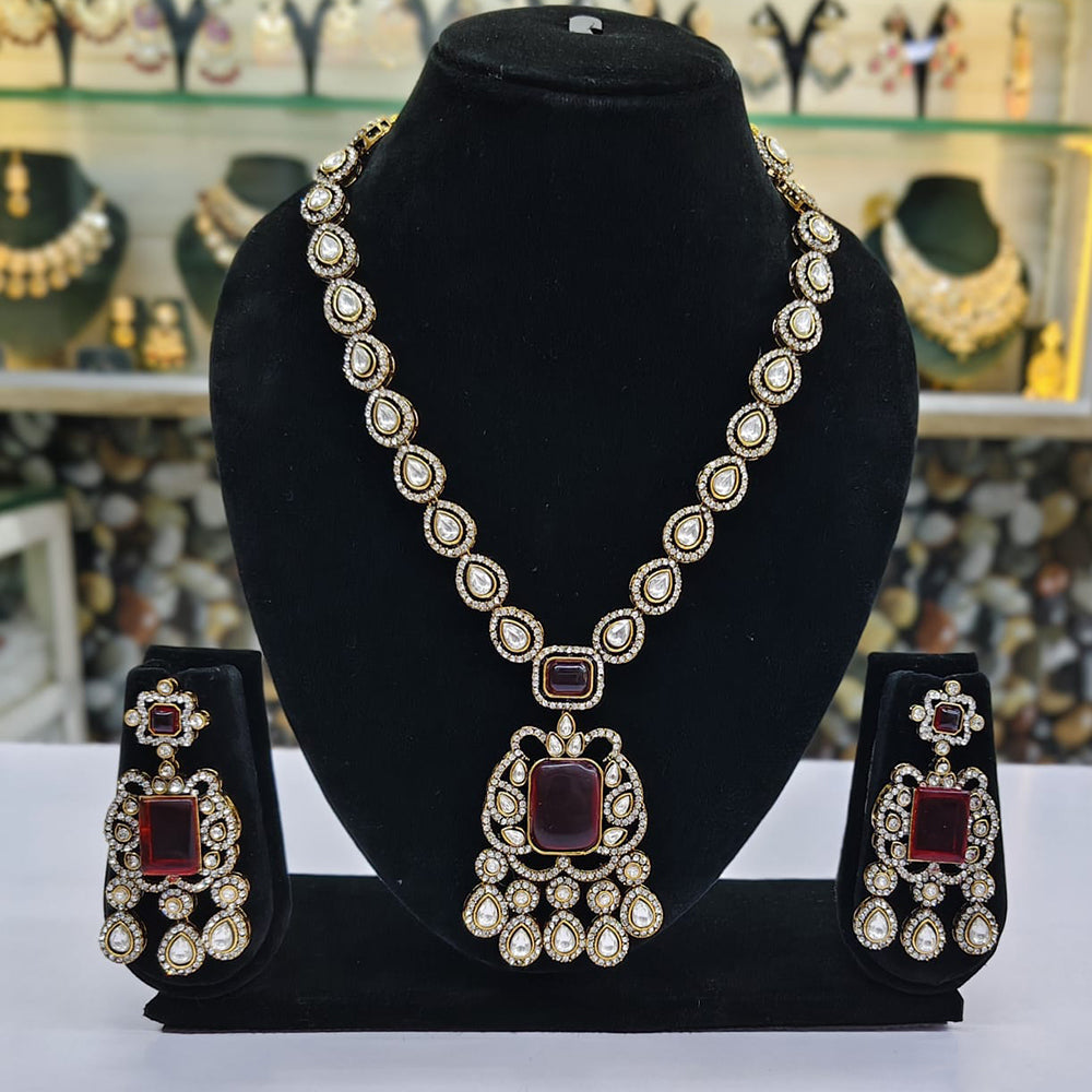 Rajwadi Collection Premium Pota And Austrain Stone Ethnic Necklace Set