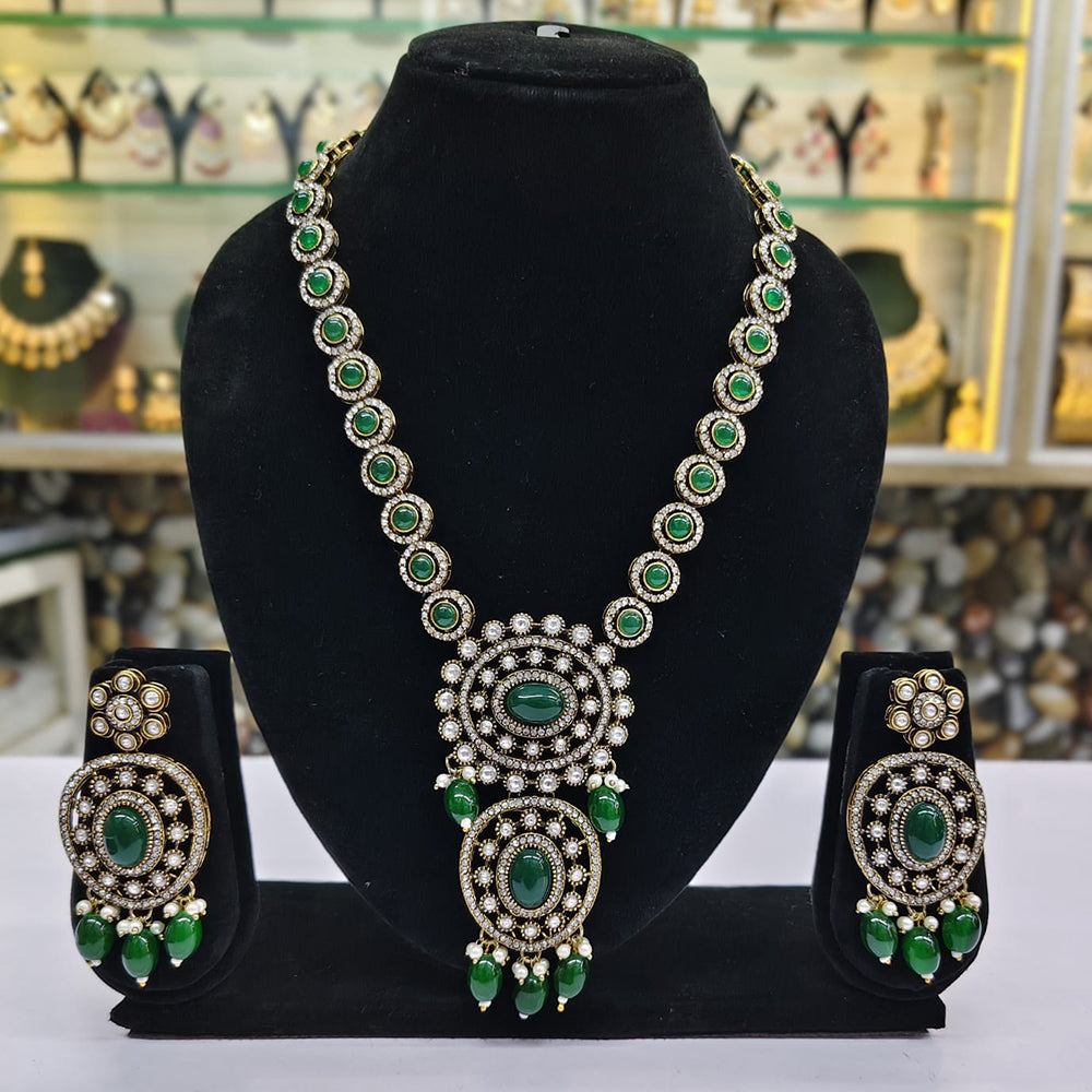 Rajwadi Collection Premium Pota And Austrain Pearl Ethnic Necklace Set