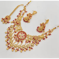 Rajwadi Collection Premium Pota Stone And Pearl Ethnic Necklace Set 