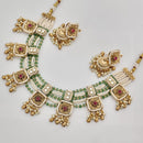Rajwadi Collection Premium Pota Stone And Pearl Ethnic Necklace Set 