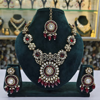 Rajwadi Collection Premium Pota And Austrain Pearl Ethnic Necklace Set 