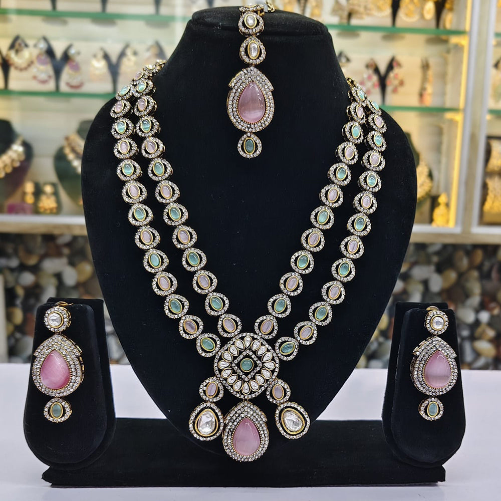 Rajwadi Collection Premium Pota And Austrain Ethnic Necklace Set