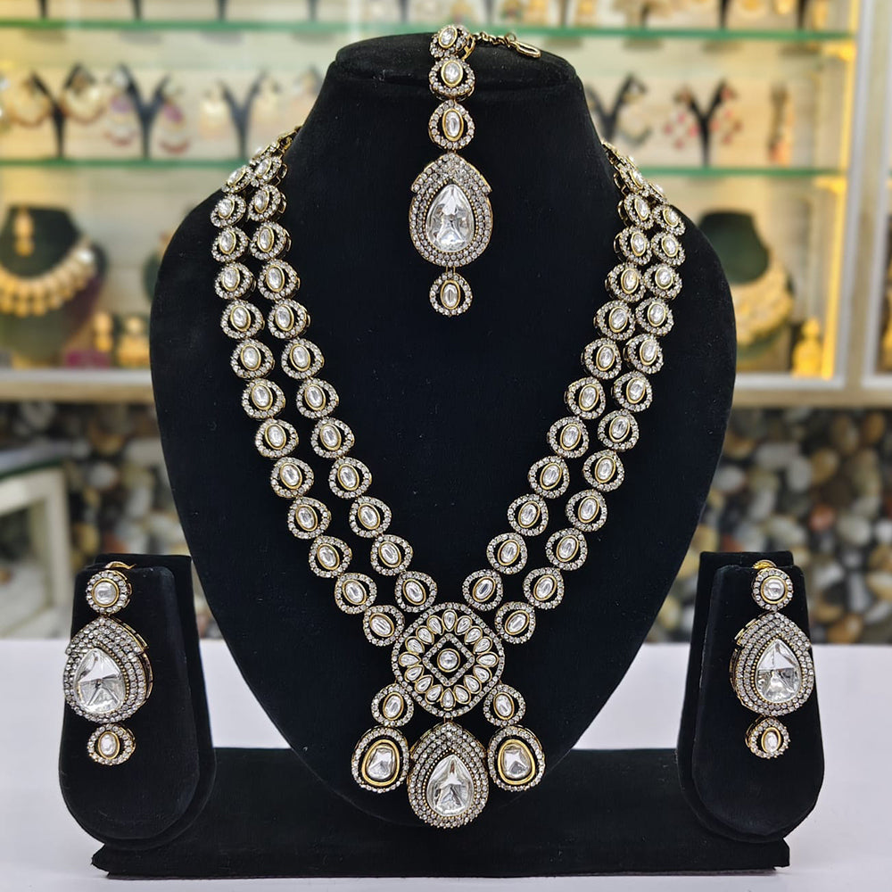 Rajwadi Collection Premium Pota And Austrain Ethnic Necklace Set