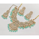 Rajwadi Collection Sparkling Crystal Stone Beads And Pearl Necklace Set