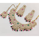 Rajwadi Collection Sparkling Crystal Stone Beads And Pearl Necklace Set