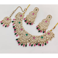 Rajwadi Collection Sparkling Crystal Stone Beads And Pearl Necklace Set