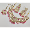 Rajwadi Collection Sparkling Crystal Stone Beads And Pearl Necklace Set 