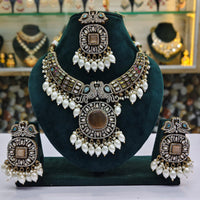 Rajwadi Collection Premium Pota And Austrain Pearl Ethnic Necklace Set 
