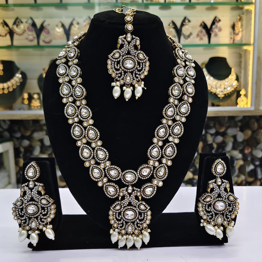 Rajwadi Collection Premium Pota And Austrain Pearl Ethnic Necklace Set
