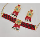 Rajwadi Collection Sparkling Crystal Stone And Pearl Choker Necklace Set 