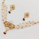 Rajwadi Collection Premium Pota Stone And Pearl Meenakari Ethnic Necklace Set 