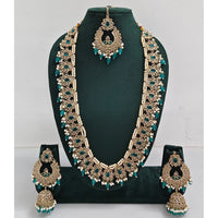 Rajwadi Collection Sparkling Crystal Stone And Pearl Long Necklace Set