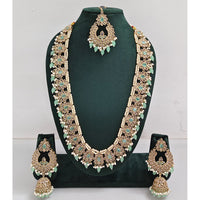 Rajwadi Collection Sparkling Crystal Stone And Pearl Long Necklace Set