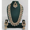 Rajwadi Collection Sparkling Crystal Stone And Pearl Long Necklace Set