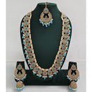 Rajwadi Collection Sparkling Crystal Stone And Pearl Long Necklace Set