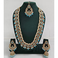 Rajwadi Collection Sparkling Crystal Stone And Pearl Long Necklace Set